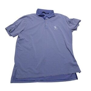 Polo Golf Ralph Lauren‎ Polo Shirt Mens XL Purple White Stripe THE FARM Logo